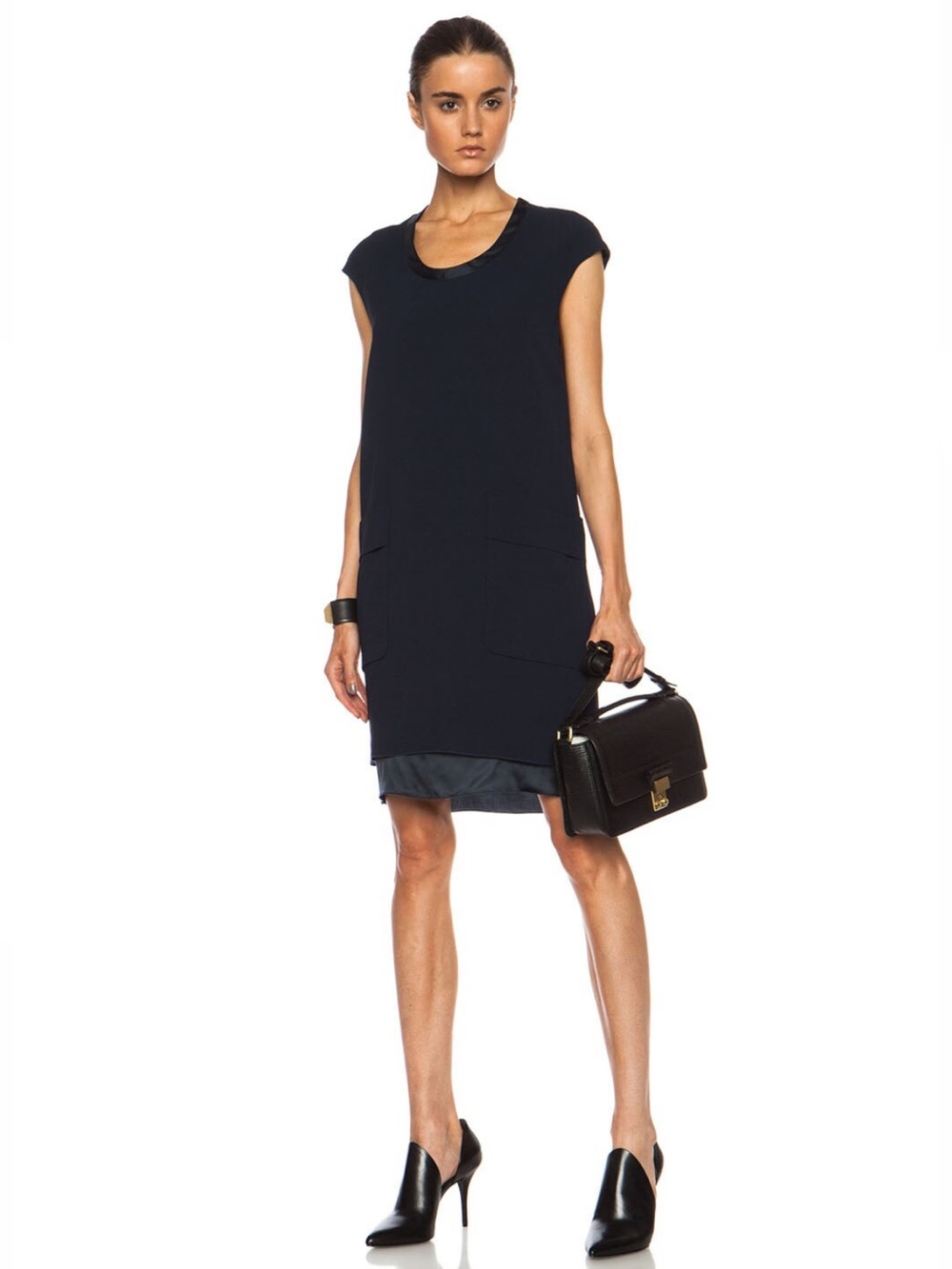 Acne Studios Palmer Crepe Dress Viscose Shift little black dress 34 / size 0